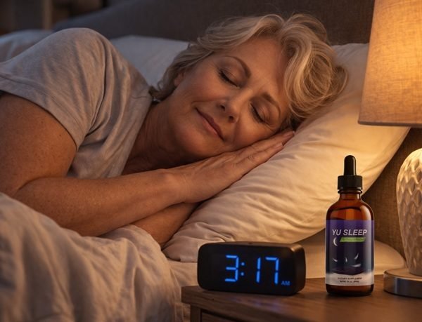 Woman sleeping peacefully with Yu Sleep on the nightstand